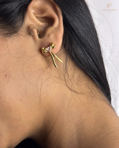 Nyla: 18k Gold Plated Cute Bow Studs