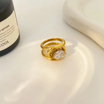Bianca : 18k Gold Plated Elegant White Stone Ring
