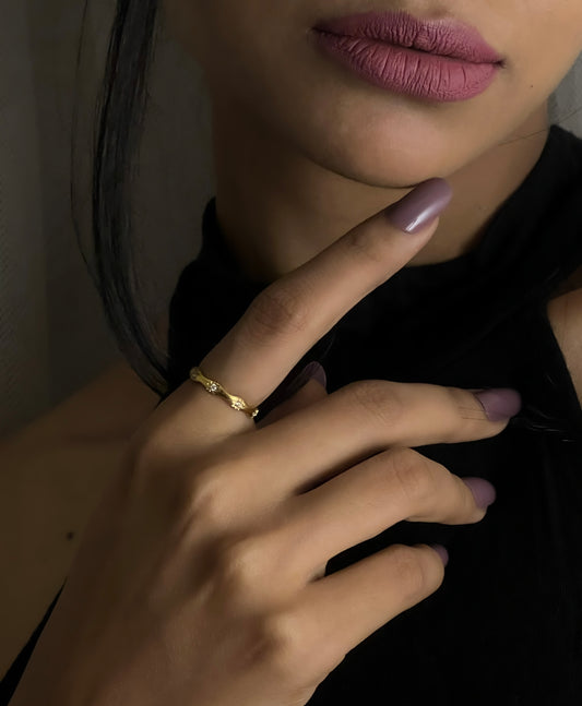 Gleaming Curve 18k Gold Plated Ring