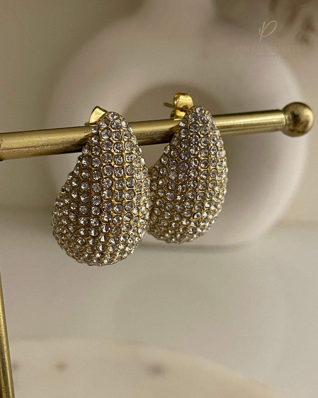 Bling it 18K Gold Plated Crystal Hoops