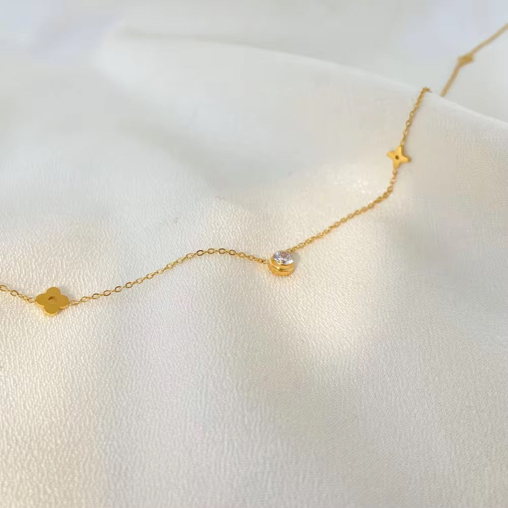 Crystal Charm 18k Gold Plated Necklace