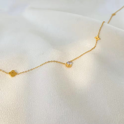 Crystal Charm 18k Gold Plated Necklace