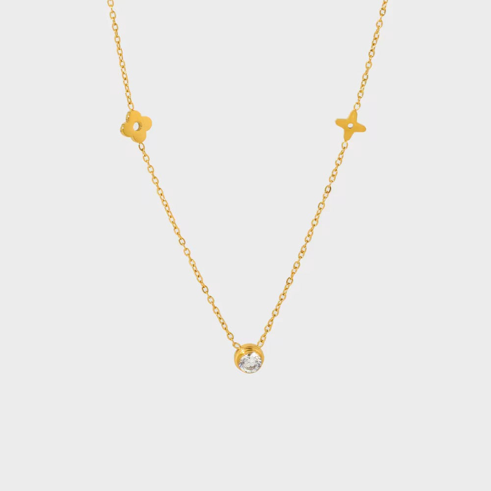 Crystal Charm 18k Gold Plated Necklace