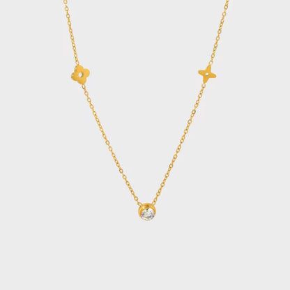 Crystal Charm 18k Gold Plated Necklace