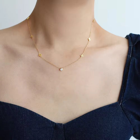 Crystal Charm 18k Gold Plated Necklace