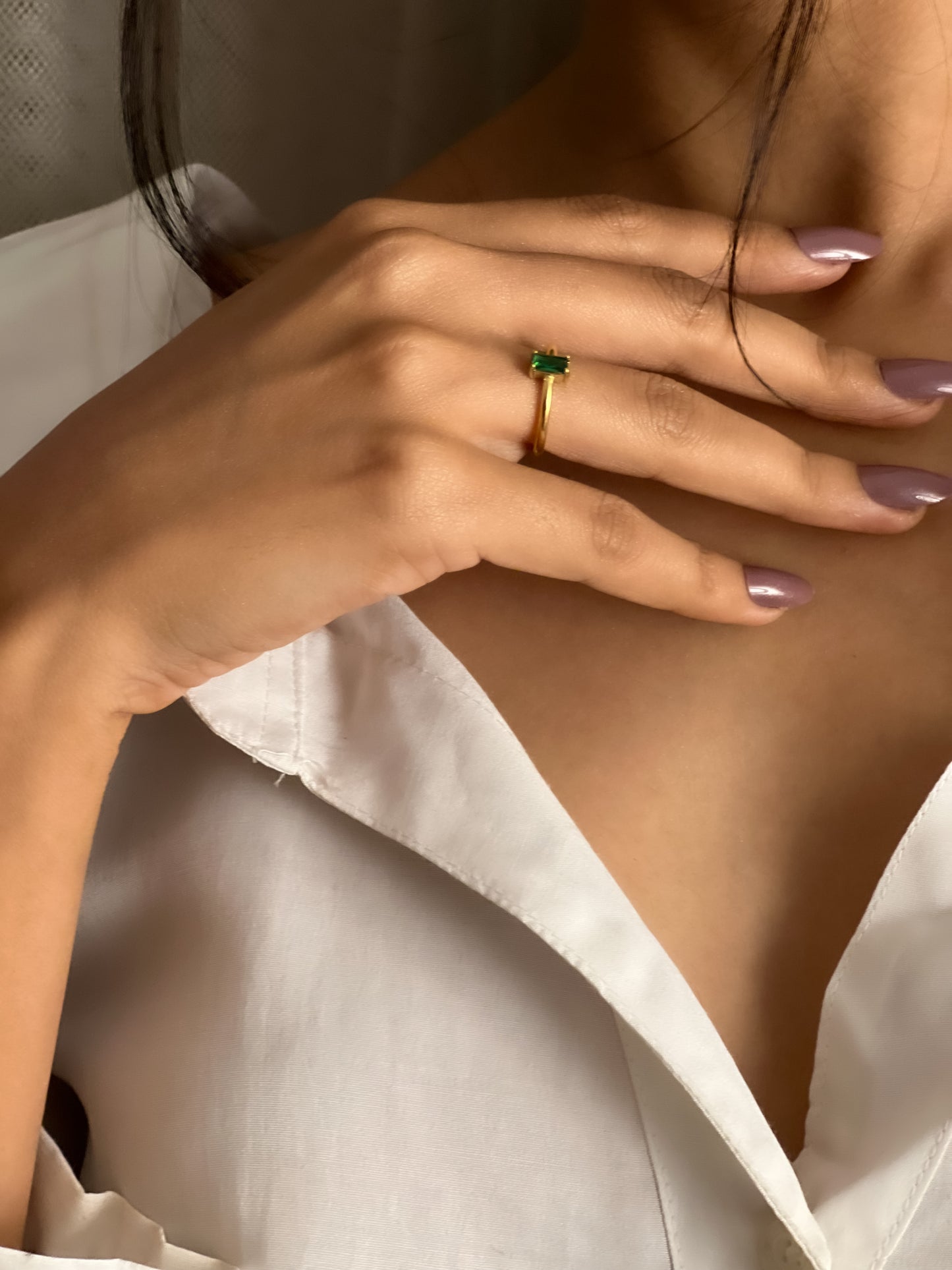 18K Gold Plated Emerald Ring