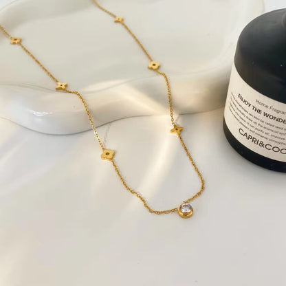 Crystal Charm 18k Gold Plated Necklace