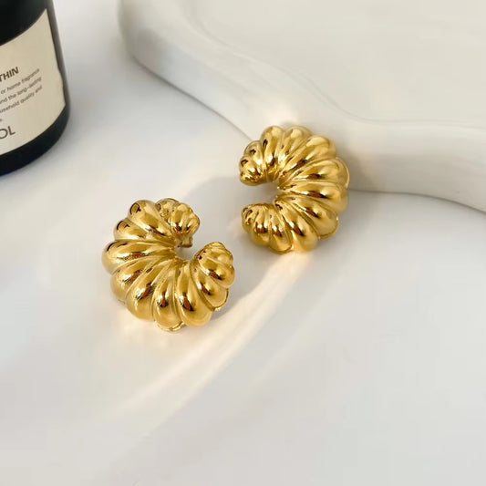 Croissant: 18k Gold Plated Croissant Studs