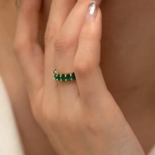 18K Gold Plated Series of Diamond Ring (emerald)