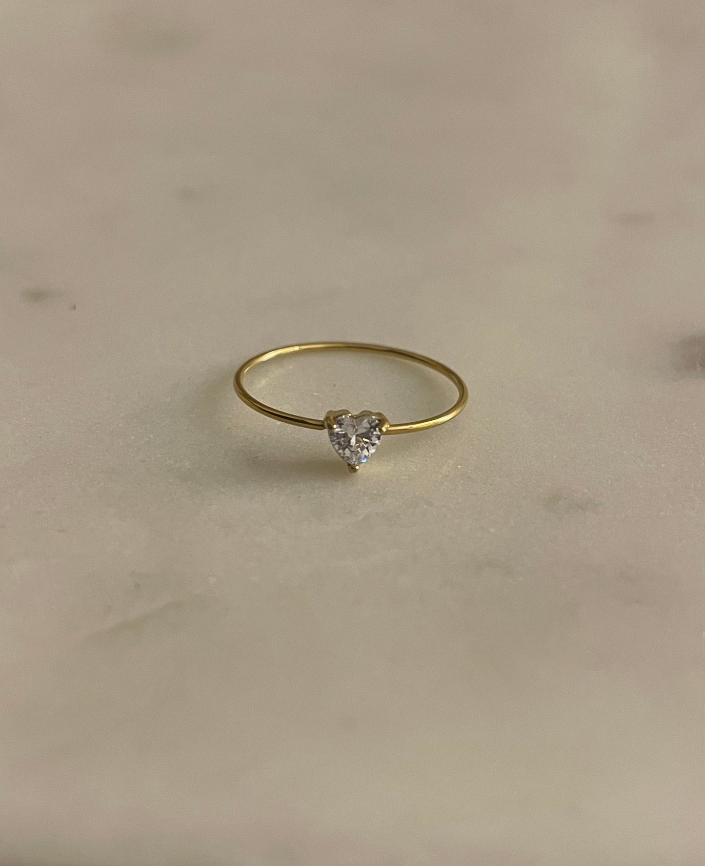 Diamante Heart 18k gold plated ring