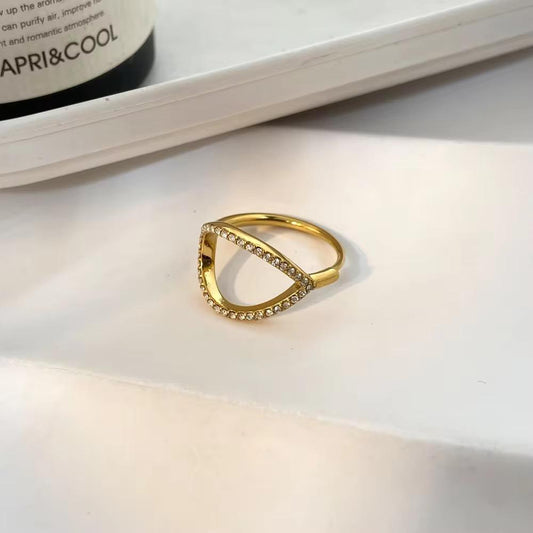 Sparkle Edge Open Ring - 18k gold-plated ring