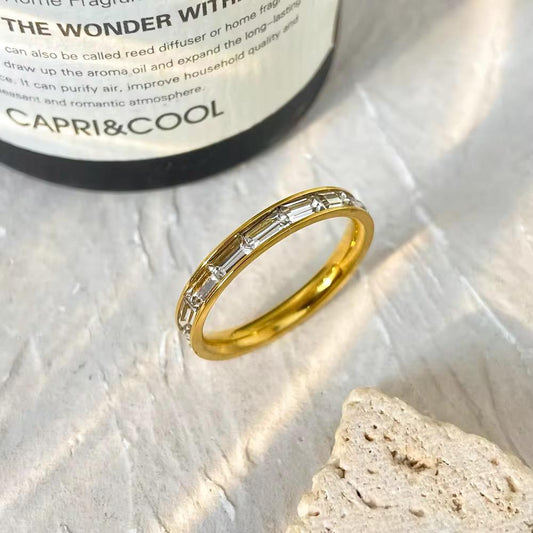 Luxe Baguette Eternity Band -  18k gold-plated