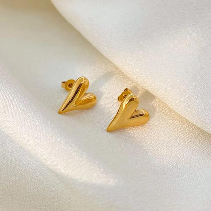 Melted Heart Studs - 18k gold-plated
