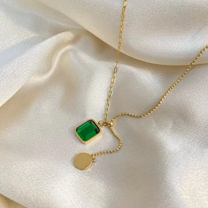 Gem Lariat Necklace – Emerald & Onyx