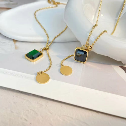 Gem Lariat Necklace – Emerald & Onyx