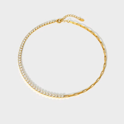 Dual Shine Zircon Choker - 18K Gold Platted