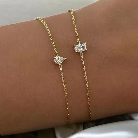 Solitaire Sparkle Bracelet (2 Variants) - 18K Gold Platted