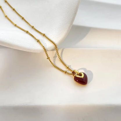 Scarlet Heart Glow Necklace - 18k gold-plated