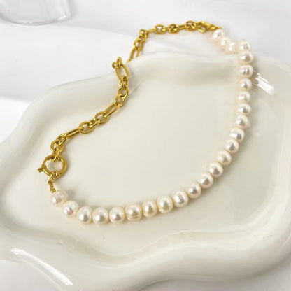 Pearl Luxe Fusion Necklace - 18k gold-plated