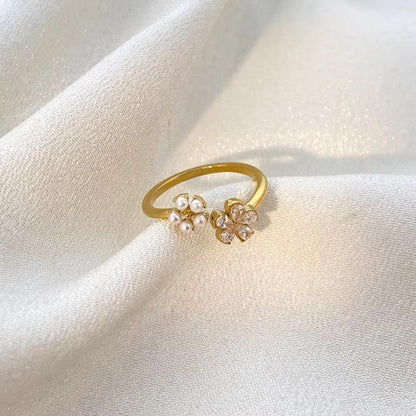Blossom Duo Ring - 8k gold-plated