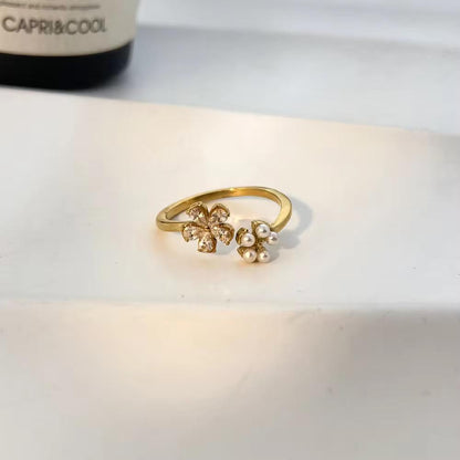Blossom Duo Ring - 8k gold-plated
