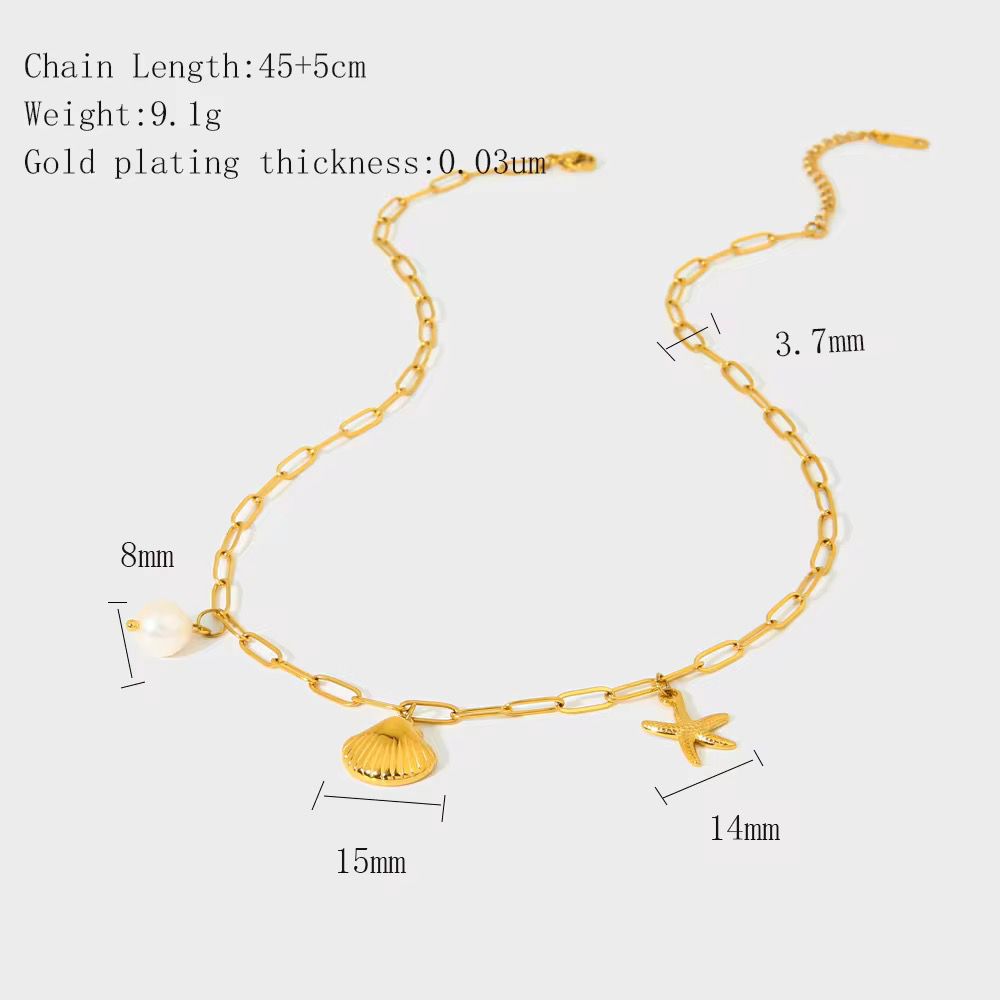 Ocean Muse Charm Necklace - 18k gold-plated chain