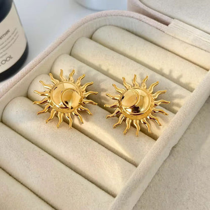 Solar Glow Stud Earrings -  18k gold-plated