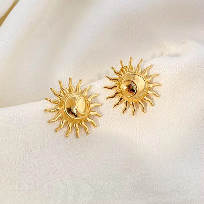 Solar Glow Stud Earrings -  18k gold-plated