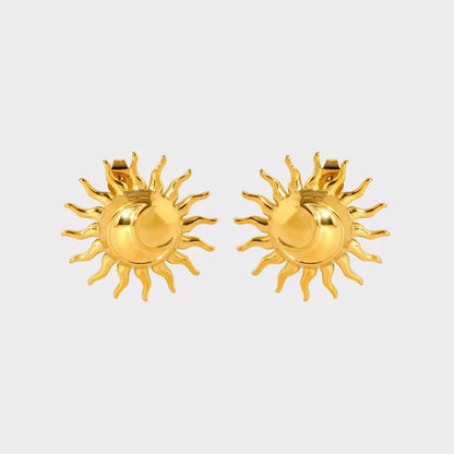 Solar Glow Stud Earrings -  18k gold-plated