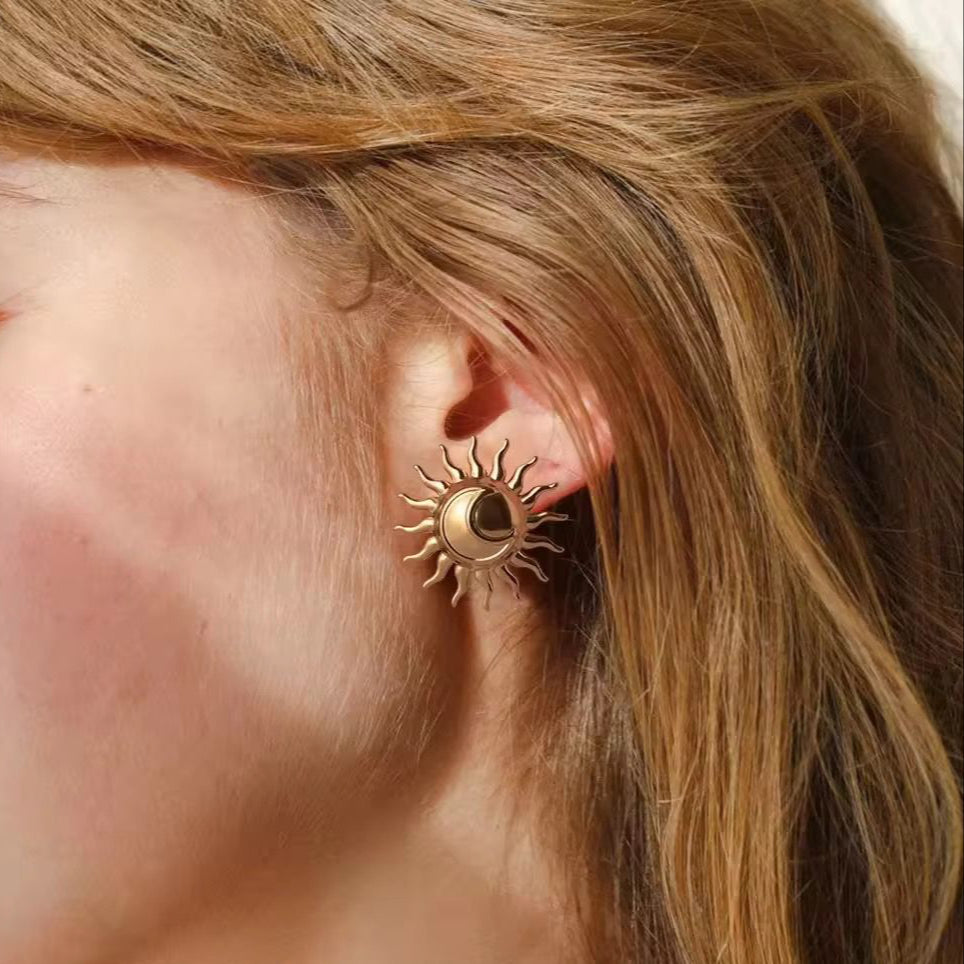 Solar Glow Stud Earrings -  18k gold-plated