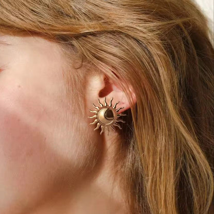 Solar Glow Stud Earrings -  18k gold-plated