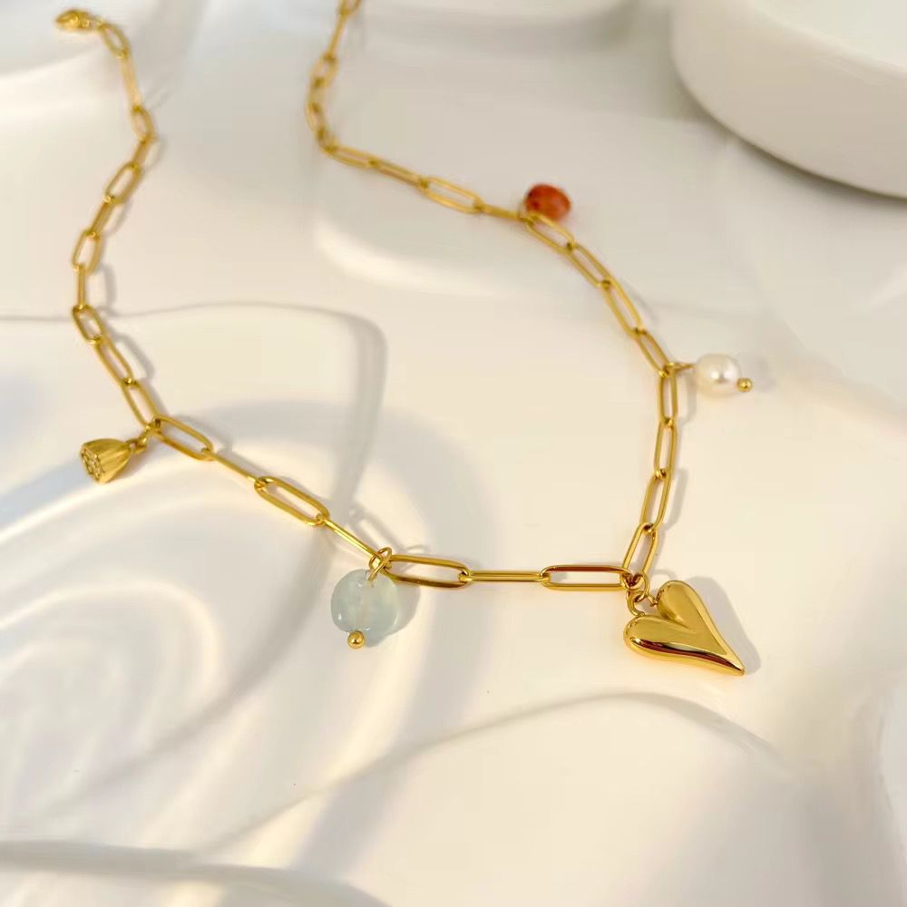 Colour Pop Heart Charm Necklace - 18k gold-plated