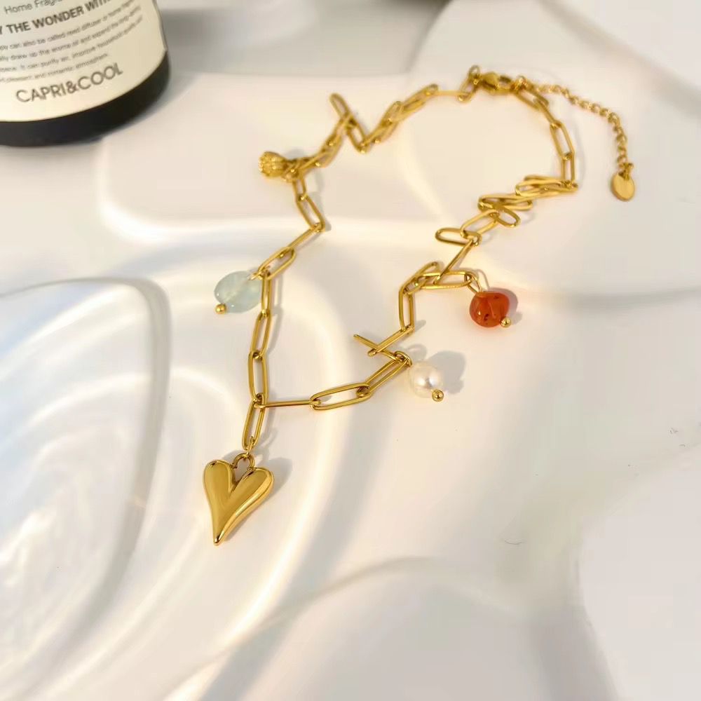 Colour Pop Heart Charm Necklace - 18k gold-plated