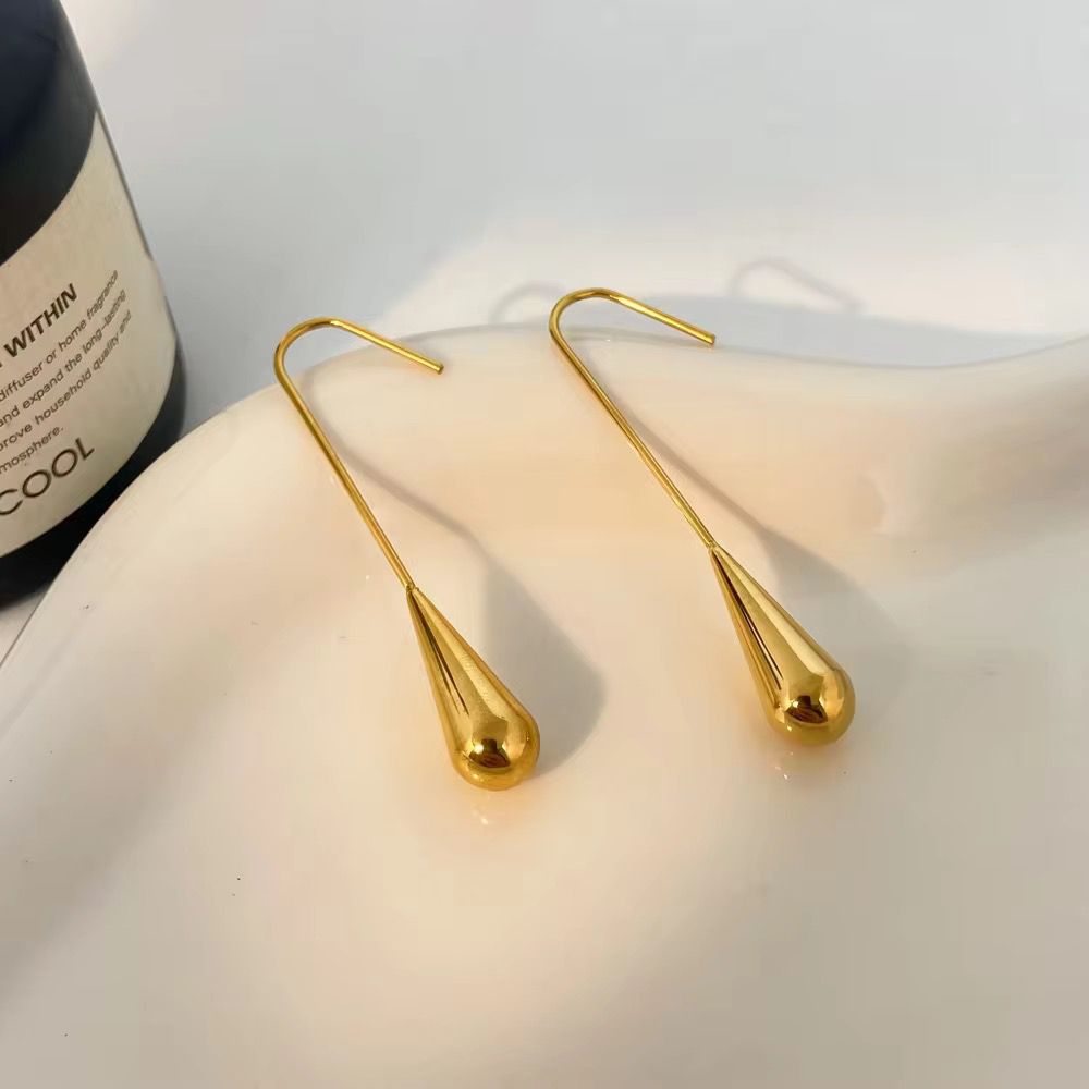 Golden Raindrop Dangle drops - 18k gold-plated
