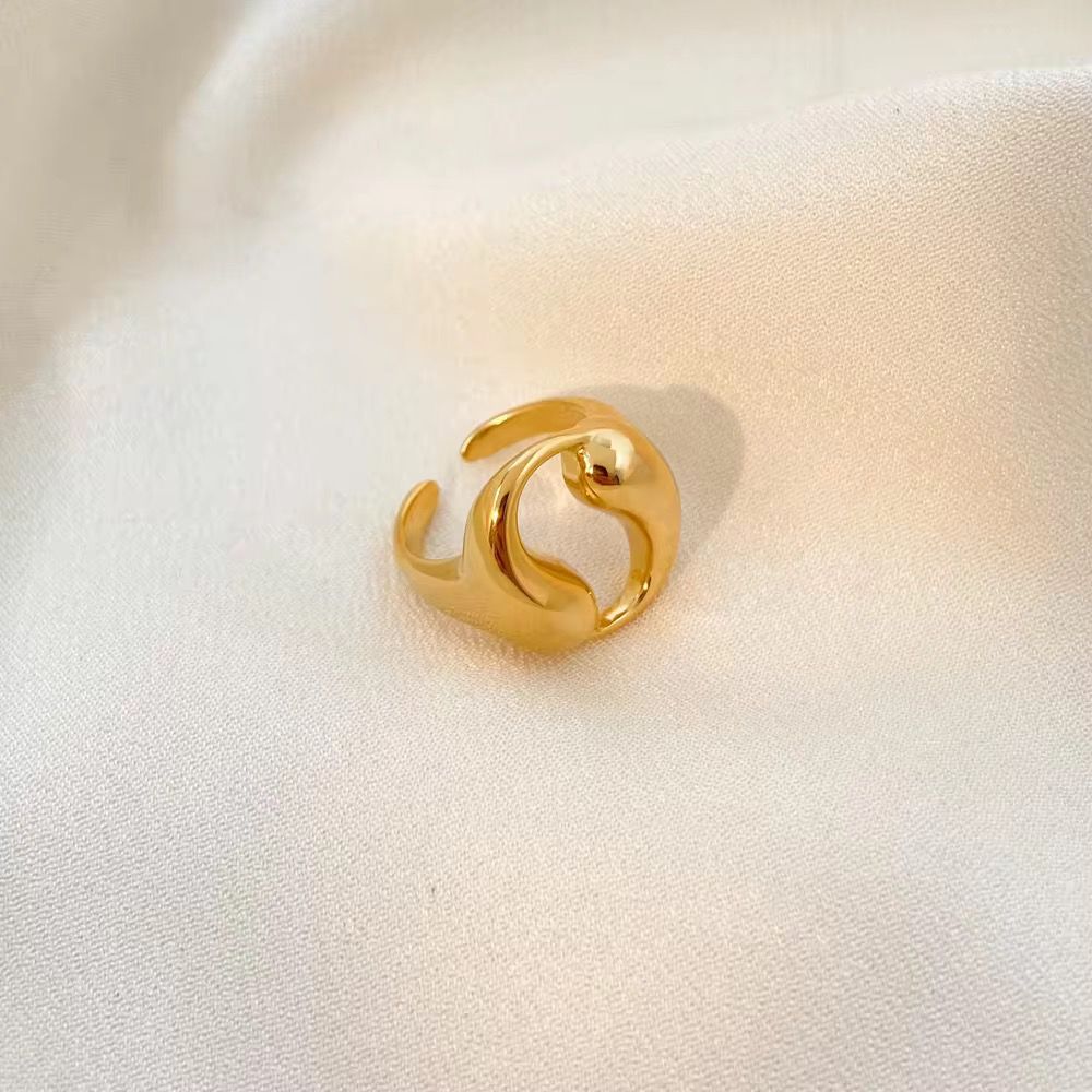 Fluid Wave Open Ring – Gold & Silver