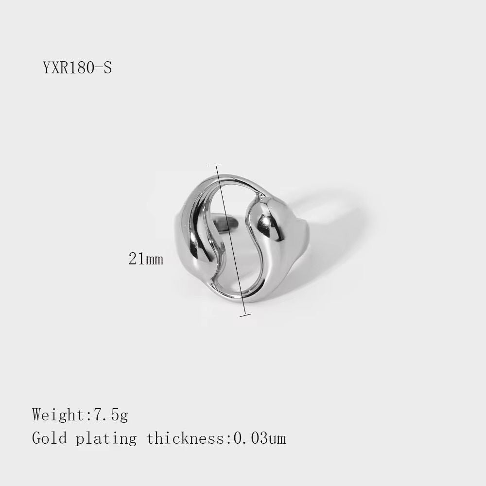 Fluid Wave Open Ring – Gold & Silver