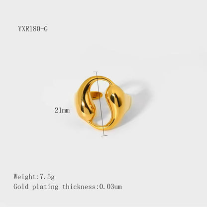 Fluid Wave Open Ring – Gold & Silver