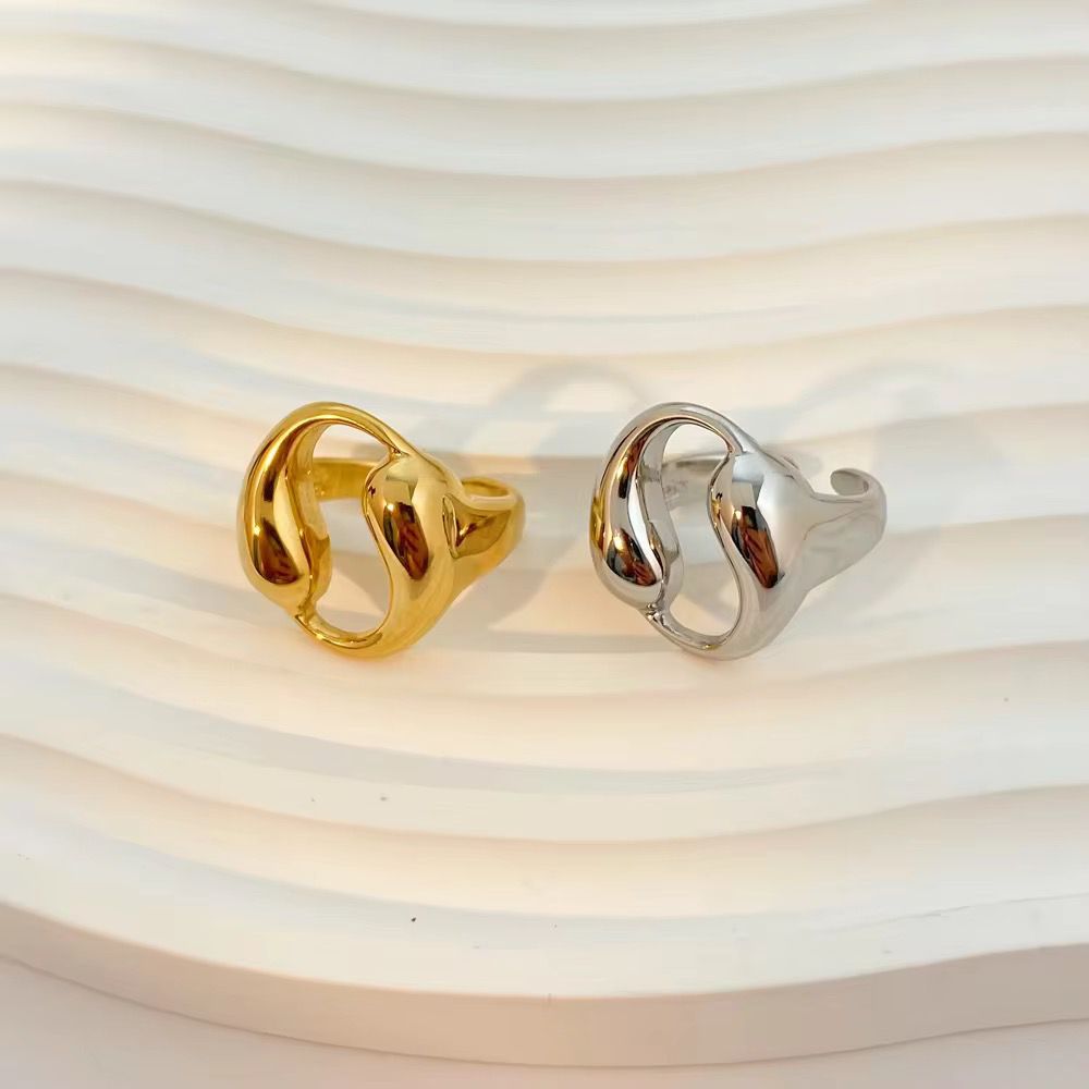 Fluid Wave Open Ring – Gold & Silver